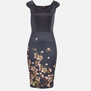 NEW $315  TED BAKER LONDON Hilldi Abortetum Navy Floral Sheath Dress 0
